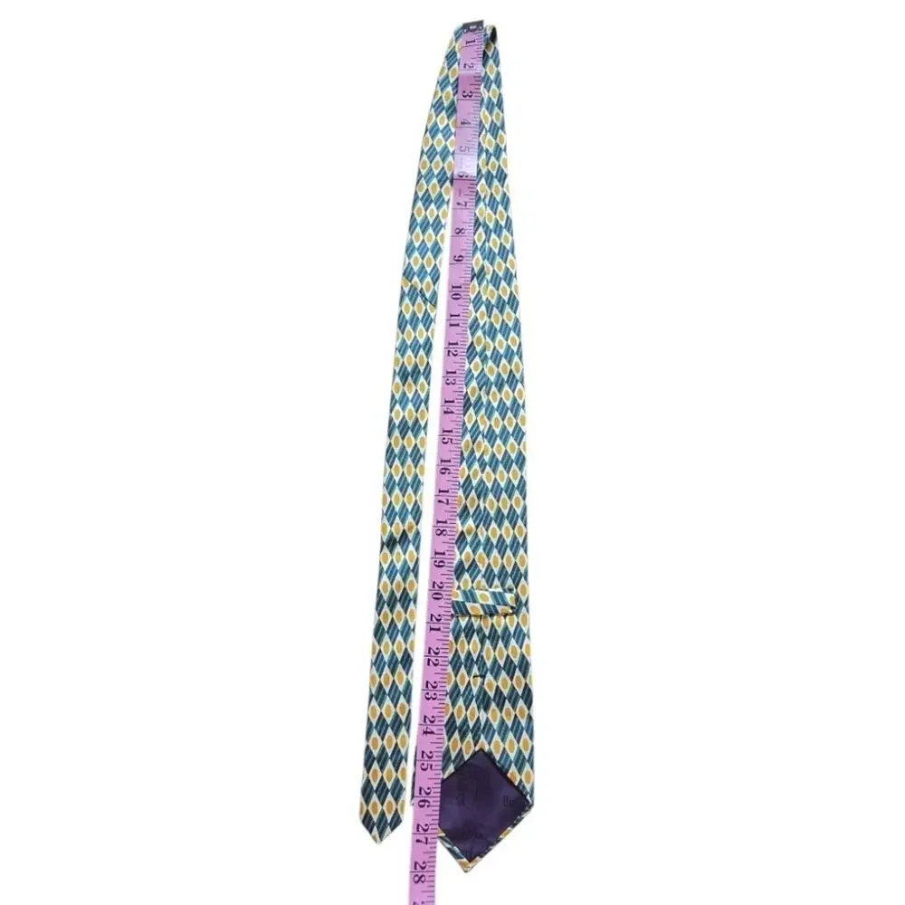 VTG Burberrys Of London Silk Tie Geometric Diamond Oval Pattern 70s Retro Mod
